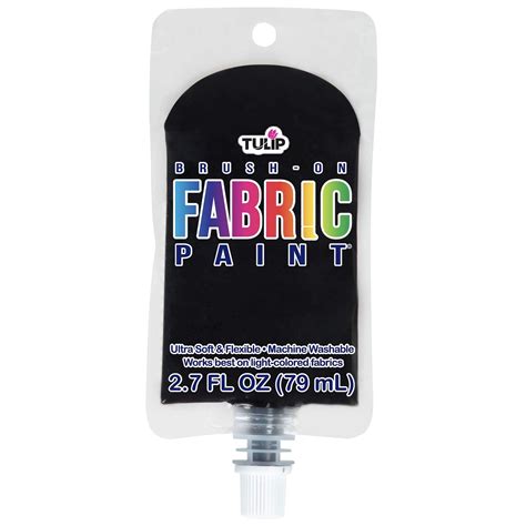 Tulip Brush-On Fabric Paint, Black 2.7 fl oz Pouch, Dries Soft and ...