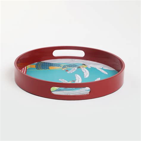 Buy Raisa Raja Rani Wooden Printed Round Serving Tray - 30cm from Home ...