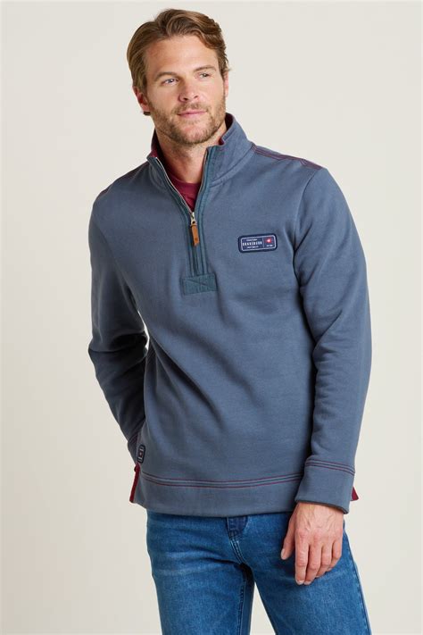 Men's Blue Blue Quarter Zip Sweatshirt | Brakeburn