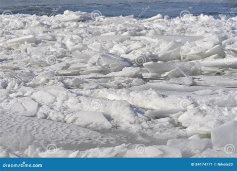 Ice Sheets Float on the River Danube Stock Image - Image of bank ...