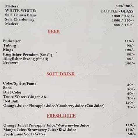 Menu at INDIAN RED CHILLIE, Bar and Restaurant, Vagator
