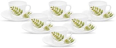 La Opala Diva, Opal Glass Crockery | Cup & Saucer Victoria, Set of 12 ...