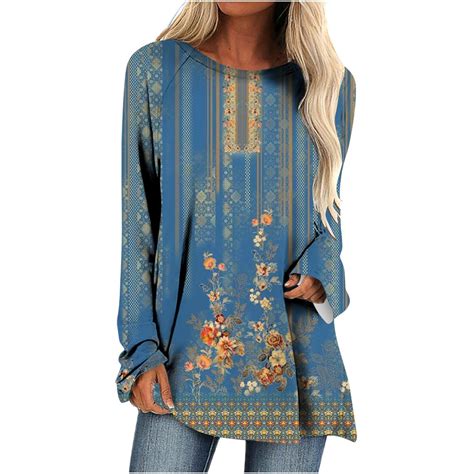Knosfe Long Sleeve Tunic Tops To Wear with Leggings Crewneck Winter ...
