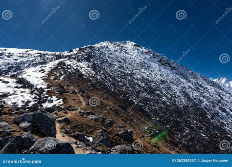 People Climbing Tsergo Ri Peak in Langtang Valley of Himalayas in Nepal ...