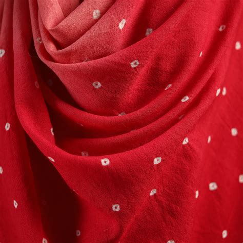 Red Kutch Handwoven Merino Wool Bandhani Tie-Dye Shawl