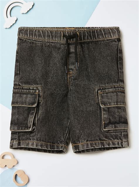 Buy Boys Washed Cargo Denim Shorts Online at just Rs. 599.0 ...