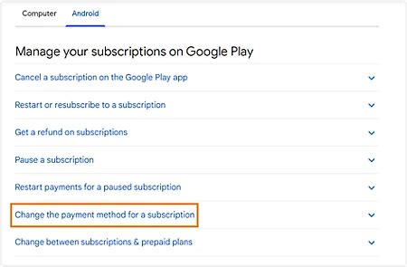 Update payment information