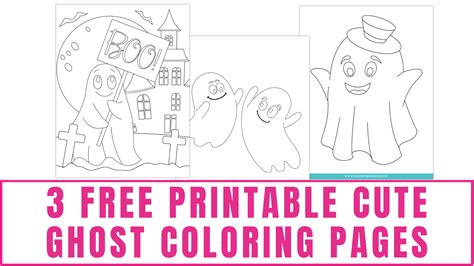 3 Free Printable Cute Ghost Coloring Pages