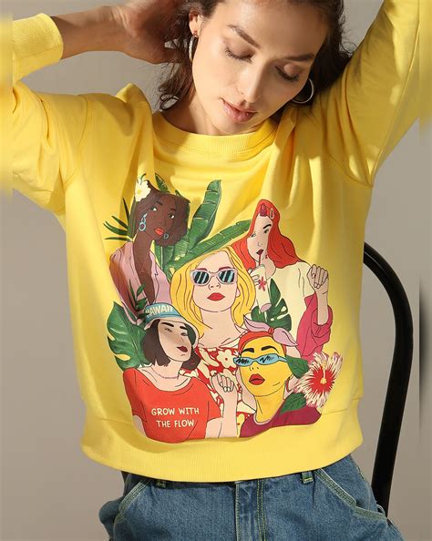 Yellow Printed Sweatshirt