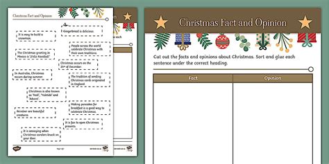 Christmas Fact and Opinion Sorting Activity