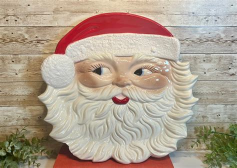 Vintage Santa Platter | vintage hanging Santa plate | Santa cookie plate