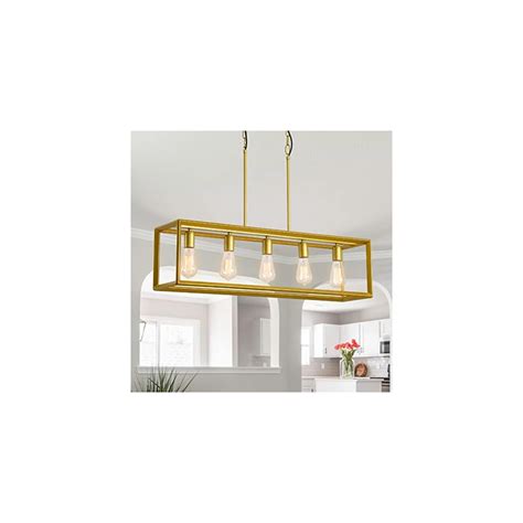 Buy HOXIYA Farmhouse Chandeliers Rectangle 5-Light Kitchen Island ...
