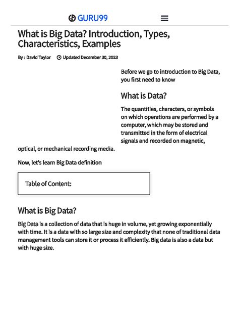 CT UNIT-7 Big Data - its just a note of big data - GURU99 What is Big ...