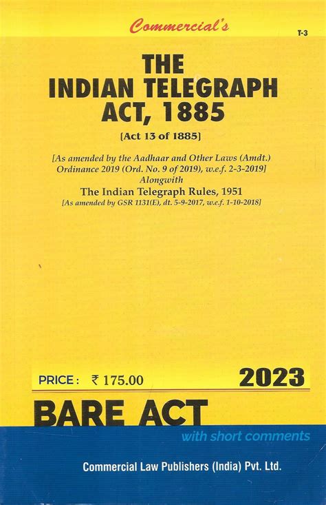 The Indian Telegraph Act, 1885 – M&J Services - The Eclectic Law Bookstore