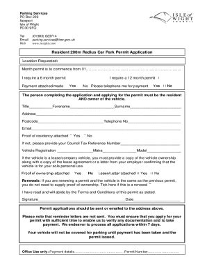 Fillable Online Resident Car Park Permit Application Fax Email Print ...