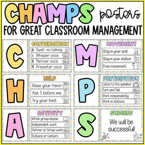 CHAMPS Posters -rainbow Pastel -classroom Management Back to School ...