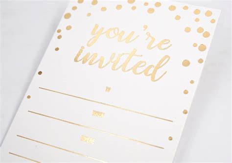 Partay Shenanigans Elegant 'You Are Invited' Gold Foil Invitation Cards ...