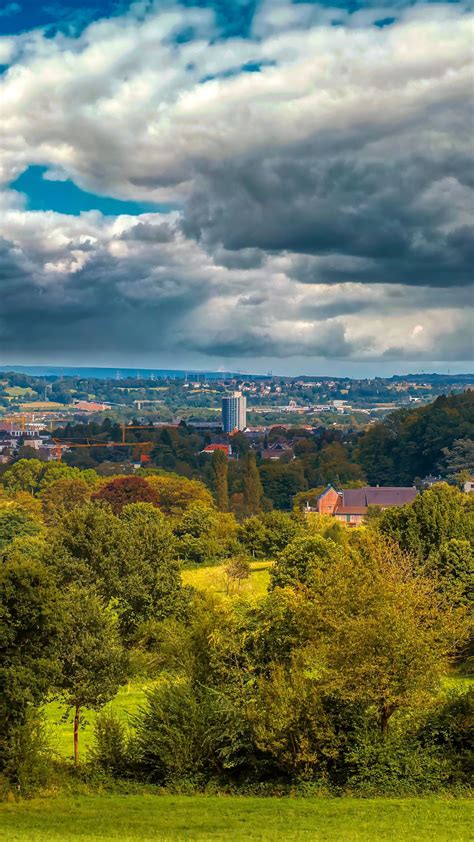 Download wallpaper 1350x2400 trees, clouds, sky, city, tower iphone 8 ...
