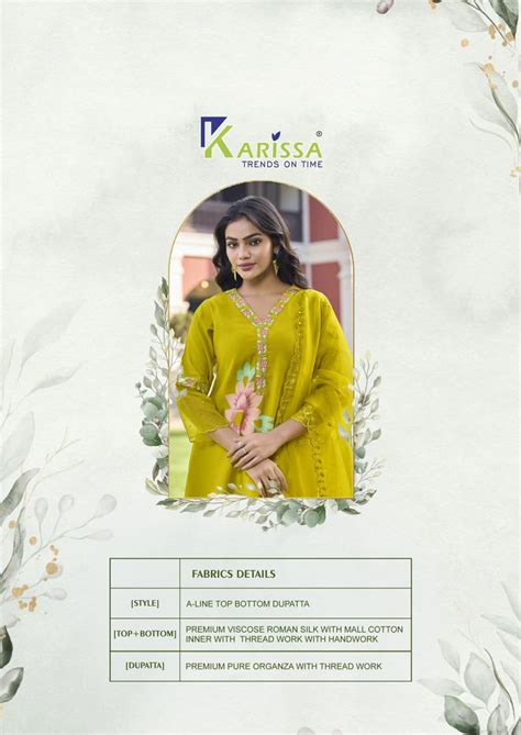 Karissa Alisa Viscose Roman Threadwork Kurti Pant And Dupatta Collection