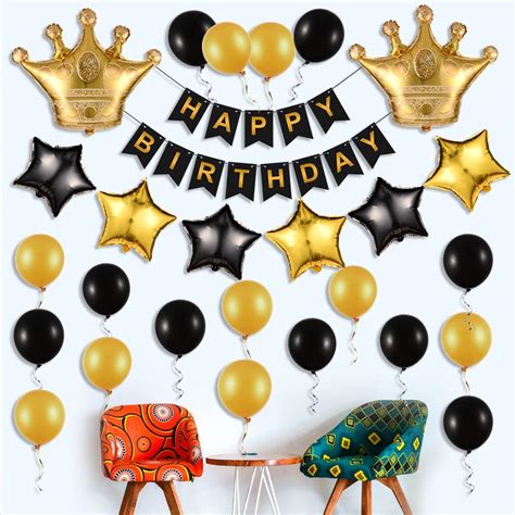 Electomania Happy Birthday Banner Black and Golden Colour/Birthday Ban ...