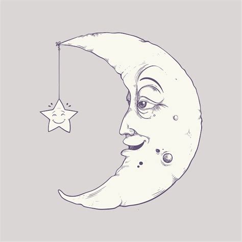 Free Vector | Hand drawn crescent moon drawing illustration