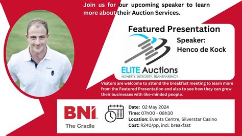 BNI The Cradle Featured Presentation - Elite Auctions, Silverstar ...