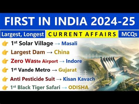 First In India 2024 and 2025 Current Affairs Video Lecture - General ...
