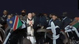 Watch: PM Modi receives ceremonial welcome in Namibia; tries his hands ...