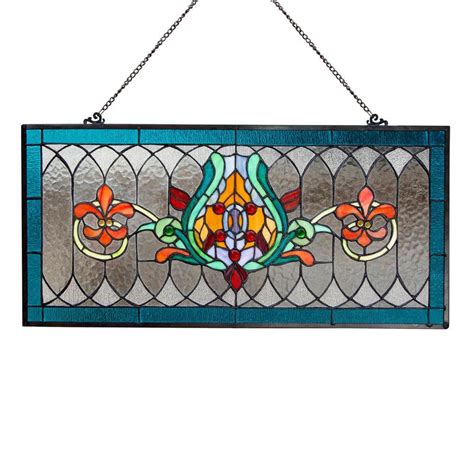 Buy Blue Fleur De Lis Stained Glass Pub Window Panel Online at Lowest ...