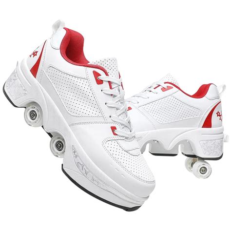 Roller Skate Shoes for men,Double-Row Deform Wheel Shoe Skate,Shoes ...