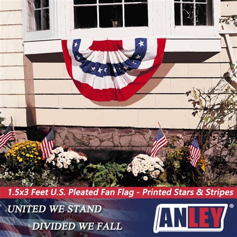 Anley USA Pleated Fan Flag Half Fan Banner 3-ft W x 1.5-ft H American ...