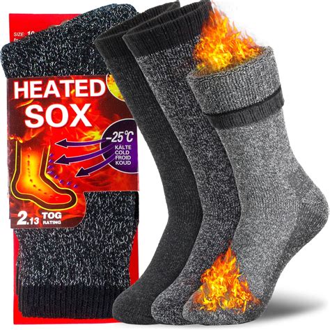 NevEND Men's Thermal Socks, Heated Insulated Winter Boot Socks, Extreme ...