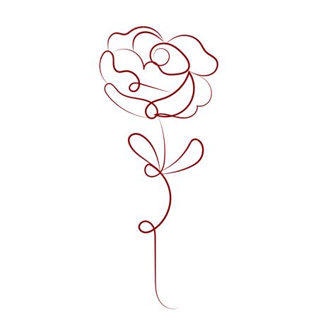 Rose Line Art, Rose Drawing, Rose Sketch, Red Rose PNG and Vector with Transparent Background ...
