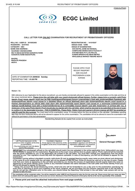 Recruitment OF Probationary Officers AD - (Click to Print) CALL LETTER ...