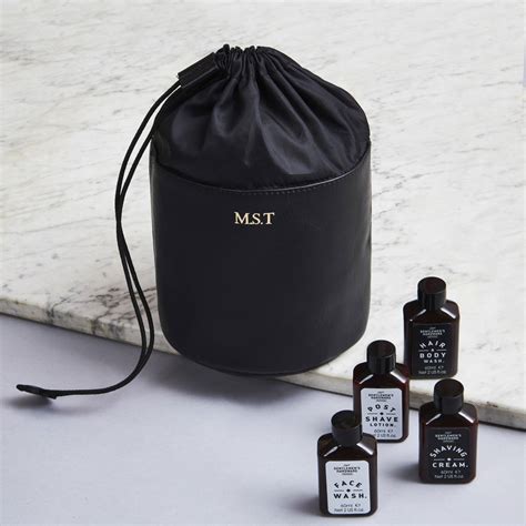 Personalised Leather Wash Bag Drawstring By Vida Vida