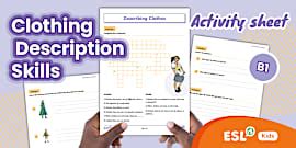 ESL Clothes Description Activity for Kids