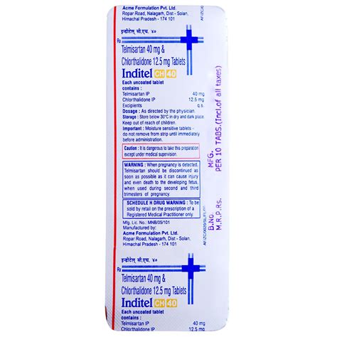 Inditel CH 40 Tablet 10's Price, Uses, Side Effects, Composition ...