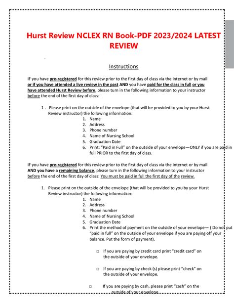 Hurst Review NCLEX RN Book-PDF 2023/2024 LATEST REVIEW | Study Guides ...