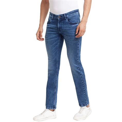 Men Blue Tapered Fit Warp Chambray Cotton Blend Jeans – MyRaymond