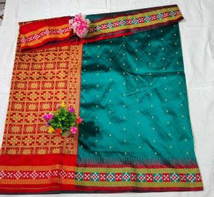 Buy LYANNA Temple Border, Woven, Solid/Plain Sambalpuri Art Silk Dark ...
