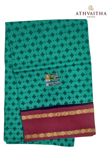 Madurai Sungudi Cotton Saree With Contrast One Side Rudraksha Border ...