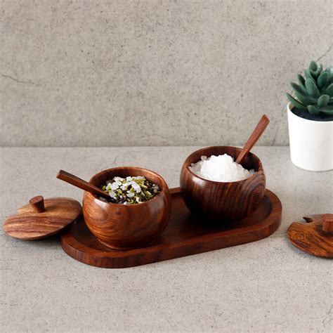 Unravel India refreshment jar set in sheesham wood(2 Jar, 2 Spoon, 1 ...