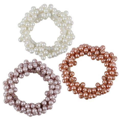 Pearl Elastic Hair Ties -3Pcs Women Pearl Beaded Hair Bands, Scrunchie ...