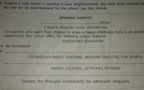 imagine a new school is opening in your neighborhood you have been ...