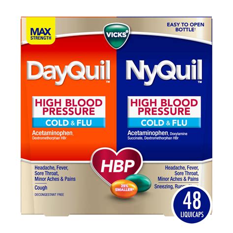 VICKS DayQuil & NyQuil High Blood Pressure Cold & Flu Relief Liquicap 48ct | Daytime & Nighttime ...