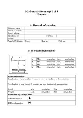 Fillable Online SGM enquiry form page 1 of 3 H-beams A. General... Fax ...
