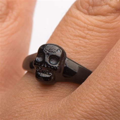 Buy Men's Black Stainless Steel Sugar Skull Ring Online - INOX Jewelry ...