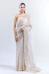 Buy Ivory Organza Cut Work, Inara Embroidered Saree With Unstitched ...
