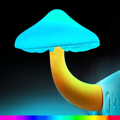 Mushroom Night Light, Plug-in Night Light with Auto Light Sensor, RGB ...