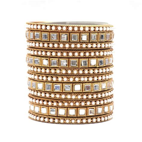 Buy Navjai Traditional Ethnic Pearl Beaded and Mirror Work Metal Kundan ...